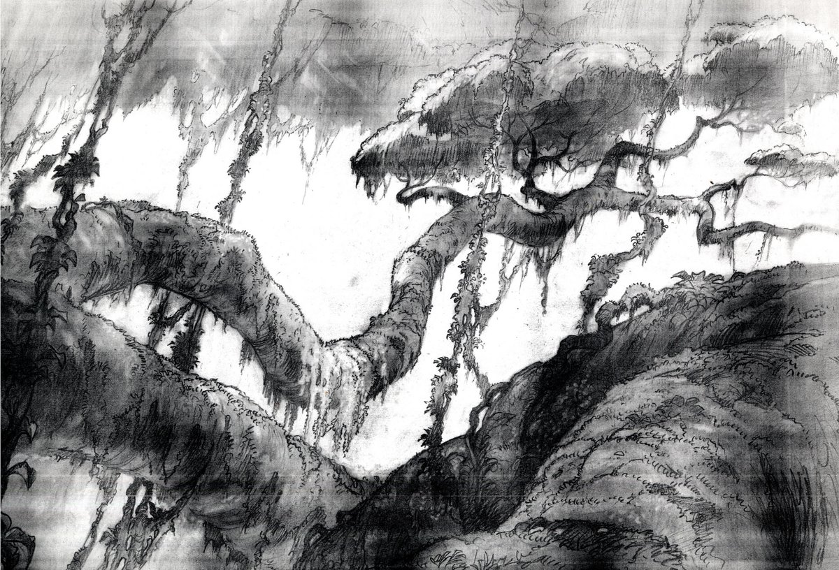 Amazing level of details in the concept arts from Tarzan by Cent Alantar (1999, Walt Disney Pictures) : 