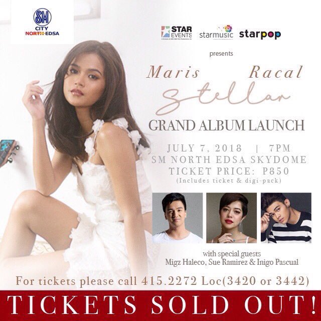 Ikalat pa ang SOLD OUT art card na officially nilabas ng Star Music/Star Events!!! Pati si handler nagtweet!! 

Basta ang saya ko. 2 weeks preparation. Mukhang hindi kasya, pero kinayaaaaa! Orraayyytttt!!! \m/

MARIS STELLAR SOLDOUT