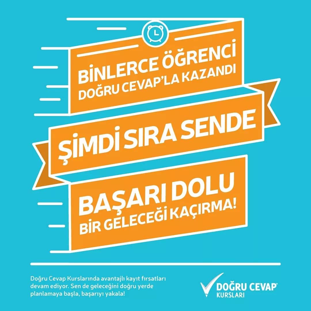 Ümraniye Doğru Cevap Özel Öğretim Kursumuz da başarılı ve doğru bir geleceğin parçası olmak için erken kayıt dönemimizi kaçırmayın. 
#doğrucevap #kurs #yks2019