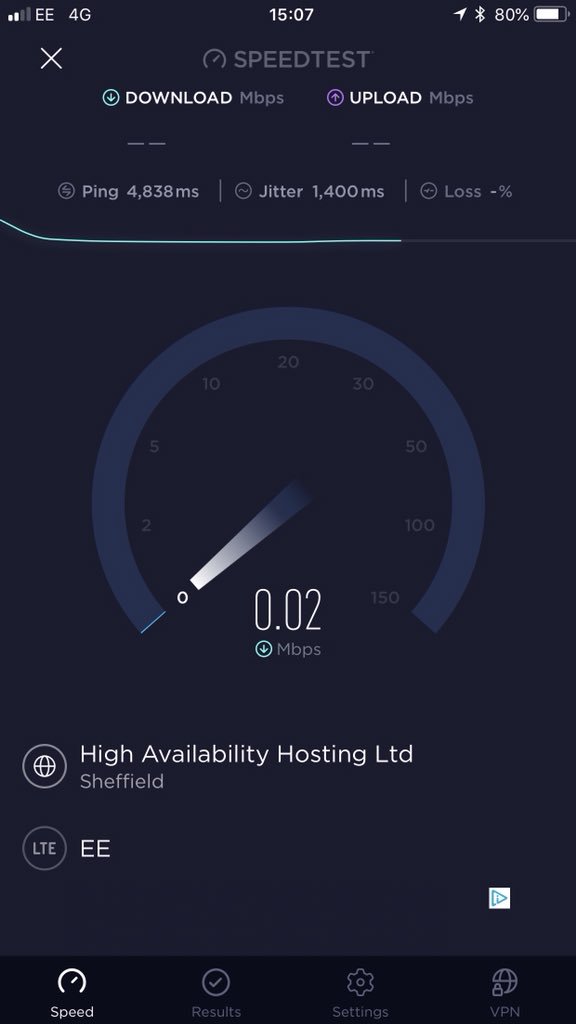 Greenrocketdude's tweet photo. @EE Come on this is a bit ridiculous, this is a reading from yesterday, but it’s still pretty much unusable today. Paying for a service I’m not getting! https://t.co/1RC4Di7OEg