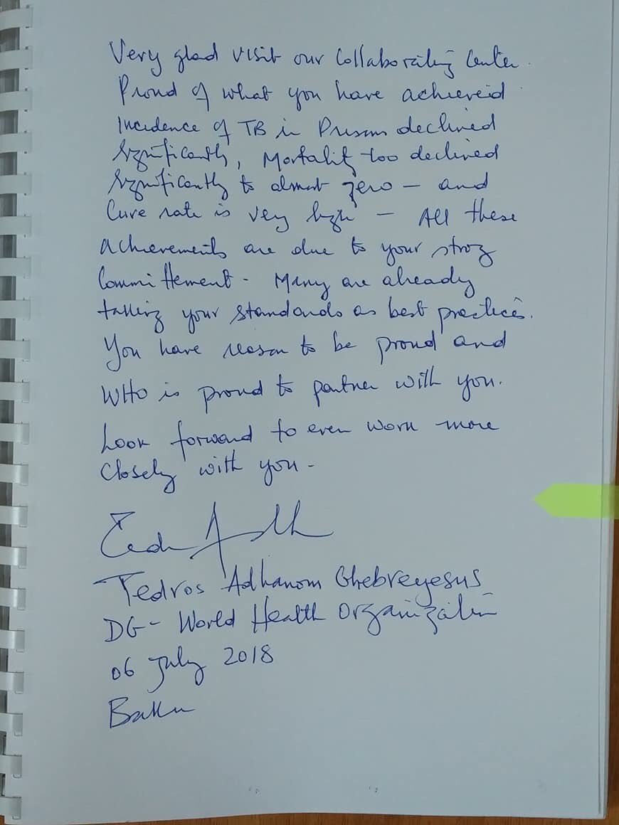 WHO_Europe_TB's tweet photo. We are proud of being acknowledged by @DrTedros on the collaboration with the @WHO collaborative center on #endTB in #Prison in Azerbaijan: #tbchat, #eurotb https://t.co/wP391dXId6