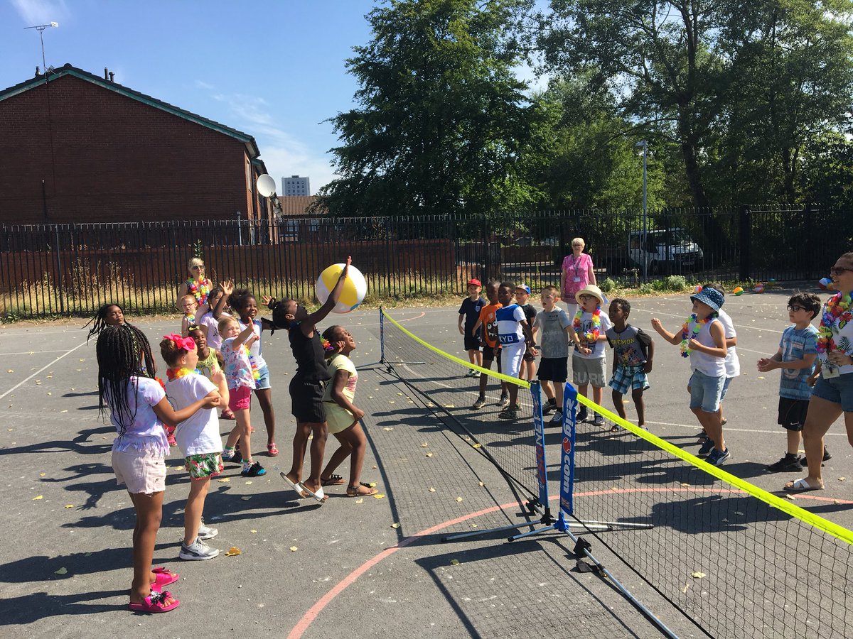 Beachball tennis going well at the Lark Hill beach party #sunshinefun