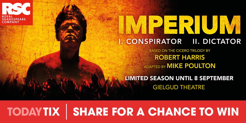 RT to WIN a book signed by Robert Harris, plus a pair of tickets to see Imperium: I. Conspirator and II. Dictator! T&amp;Cs: go.todaytix.com/2KUnPZs #TTGiveaway