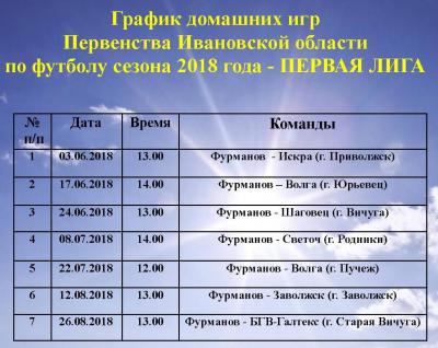 Календарь домашних игр первая лига