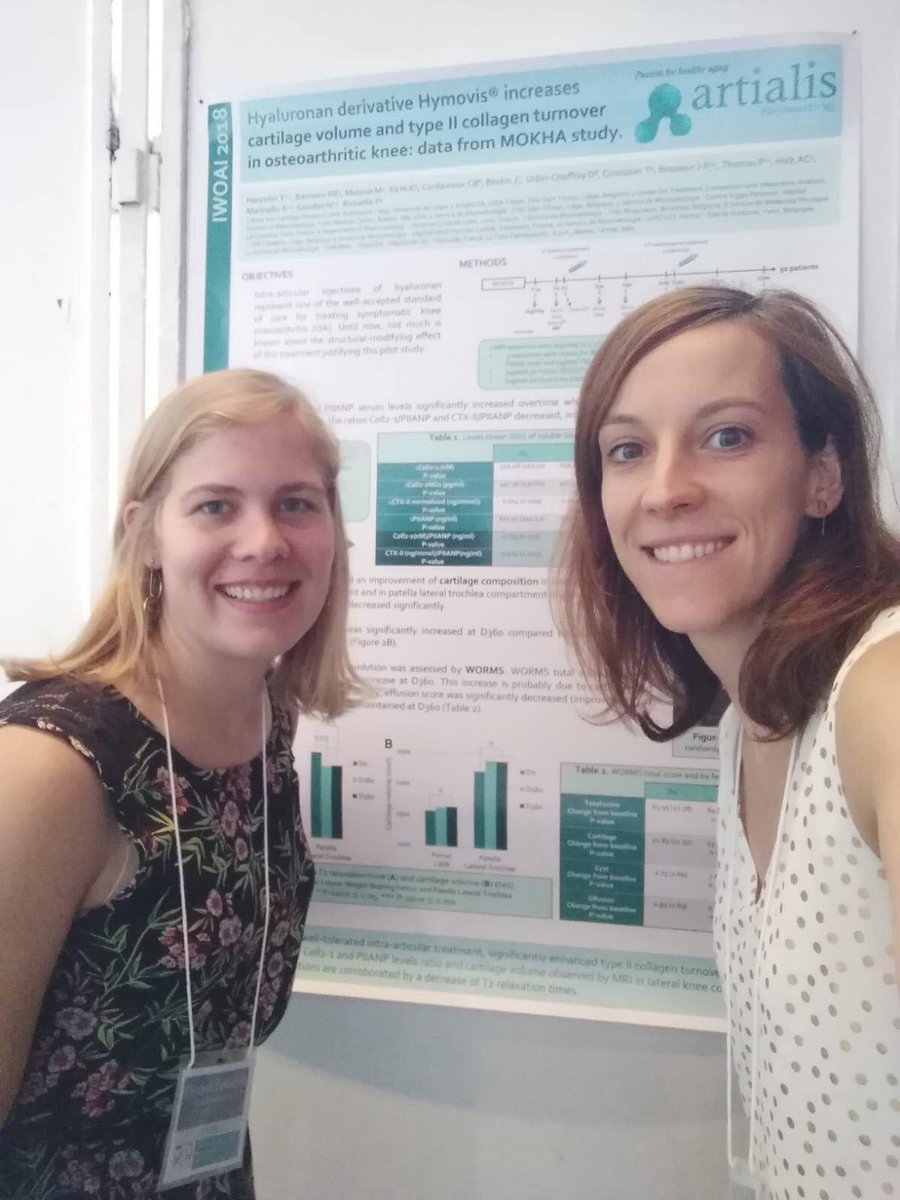 artialis_sa's tweet photo. Day 2 for our Technogical Platform Team, Anne-Christine Hick & Elisabeth Cobraiville, at IWOAI Congress!
Join them and ask all your questions!
#TechnologicalPlatform #Imaging #Osteoarthritis #Cartilage #IWOAI2018 https://t.co/yAtf5Yn5bu