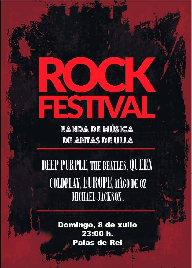 Este Domingo día 8 de Xullo a Banda de Antas de Ulla realizará un concerto de rock onde tocarán temas dos grupos máis lexendarios da época. Non vos podedes perder a actuación!!!.