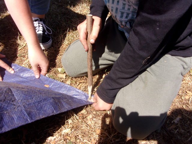 hatsarah's tweet image. During Forest School @GarswoodPrimary Y2 were challenged to create a shelter as shade from the sun. Some children needed tent pegs so decided to make their own #knifework #problemsolving