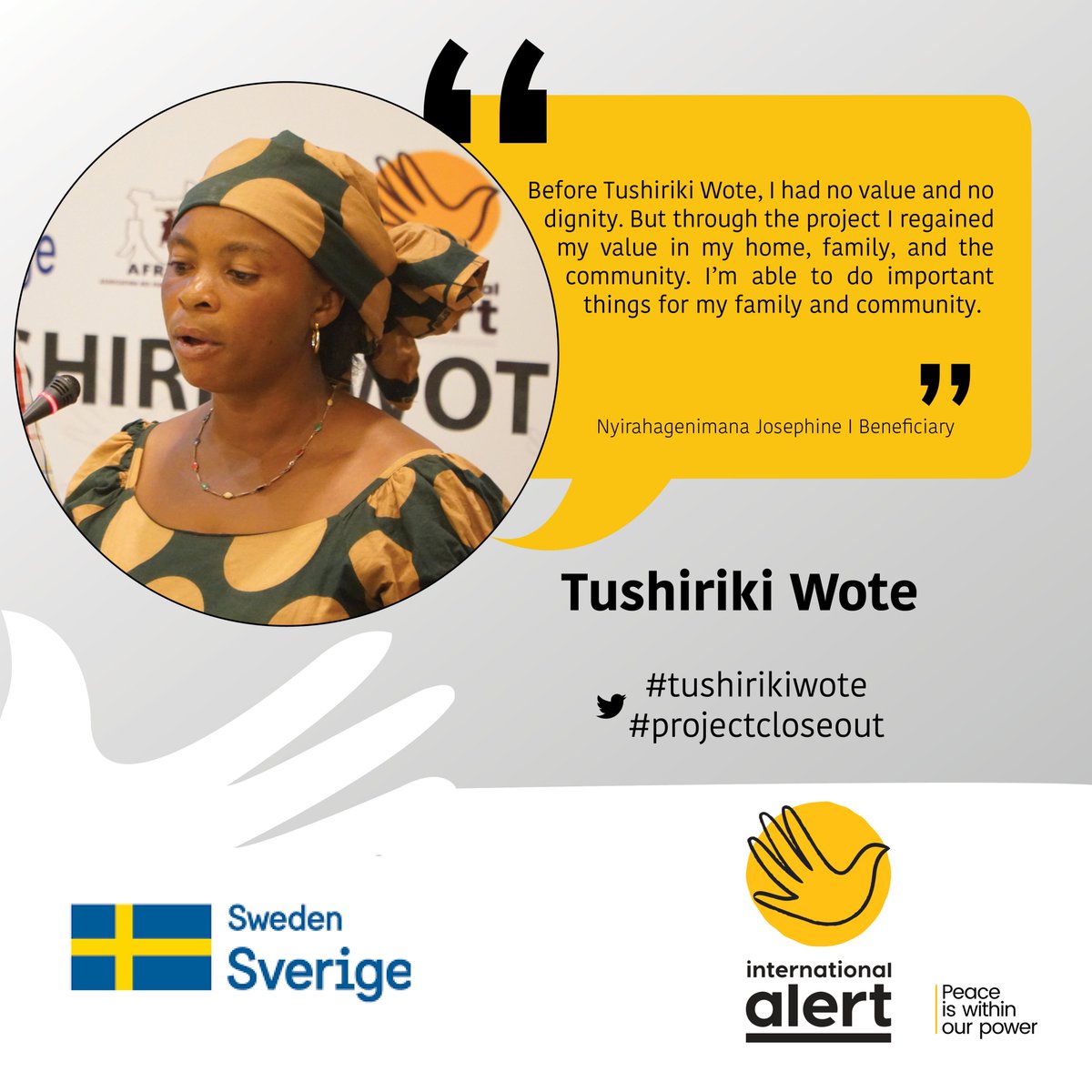 intalert_Rwanda's tweet image. Touching individual lives has been a keen characteristic of #tushirikowote - Josephine with her testimony on how the project has changed her life and pledging to advance the project objectives #projectcloseout