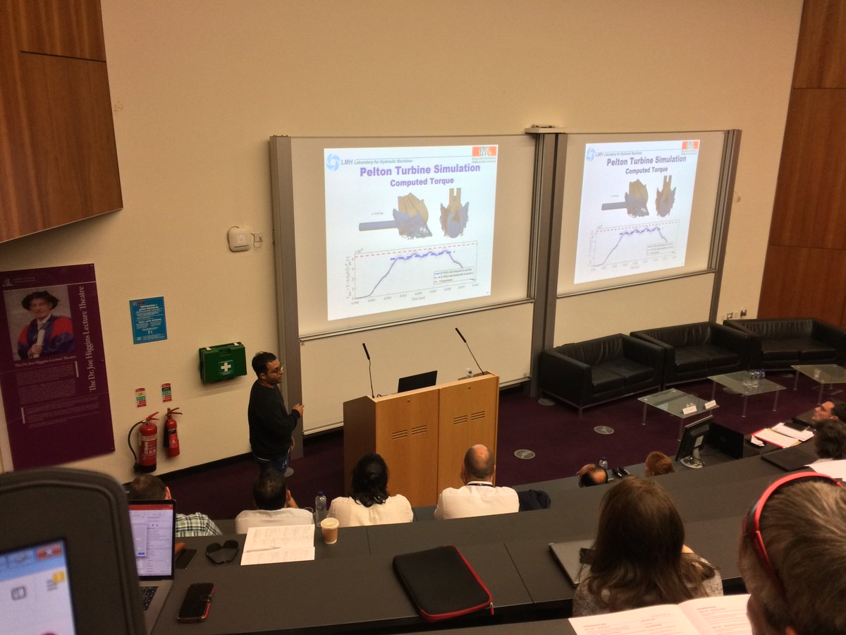 From @epfl @epfl_en, Siamak Alimirzazadeh presented simulations of a Pelton turbine, with finite volume particle method and a RANS model on GPUs