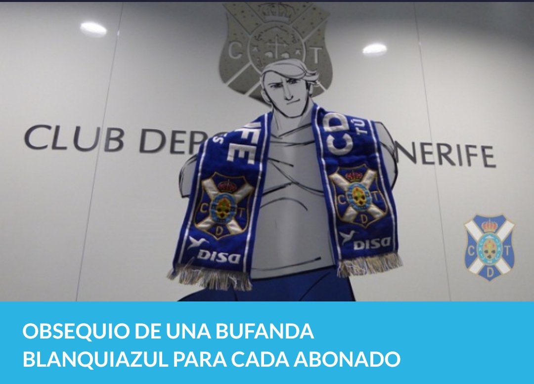#CDTenerife: Bufanda para cada abonado de la 2018/19. En ella, el lema de la campaña: #TúNosHacesMejores. Cosas como estas son las que HACEN MEJOR al Club.