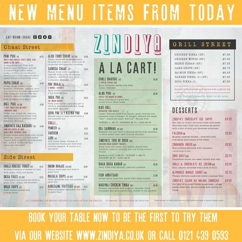 ZindiyaMoseley's tweet photo. #newmenuitems #zindiyasrajkachori #rajkachori #chillichicken #chilligobi #soyapav #keemapav #hariyalichickentikka #soyatikka #auberginefritters #gajarkahalwasamosas #indianstreetfood #streetfood #india #Birmingham #Birminghamfood #soya #vegan #vegetarian #indianfood https://t.co/ZU4sd9h2WQ