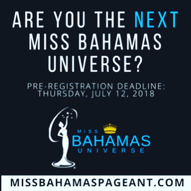 BahamasUniverse's tweet photo. Are the next Miss Bahamas Universe? Register Now for Contestant Orientation. Deadline is 7/12/18. https://t.co/xfn11QZuse #missbahamas #missuniverse #missbahamasuniverse #followthecrown2018 #beautypageant @MissUniverse #bahamas #officialmissbahamas https://t.co/t607vxfUCC
