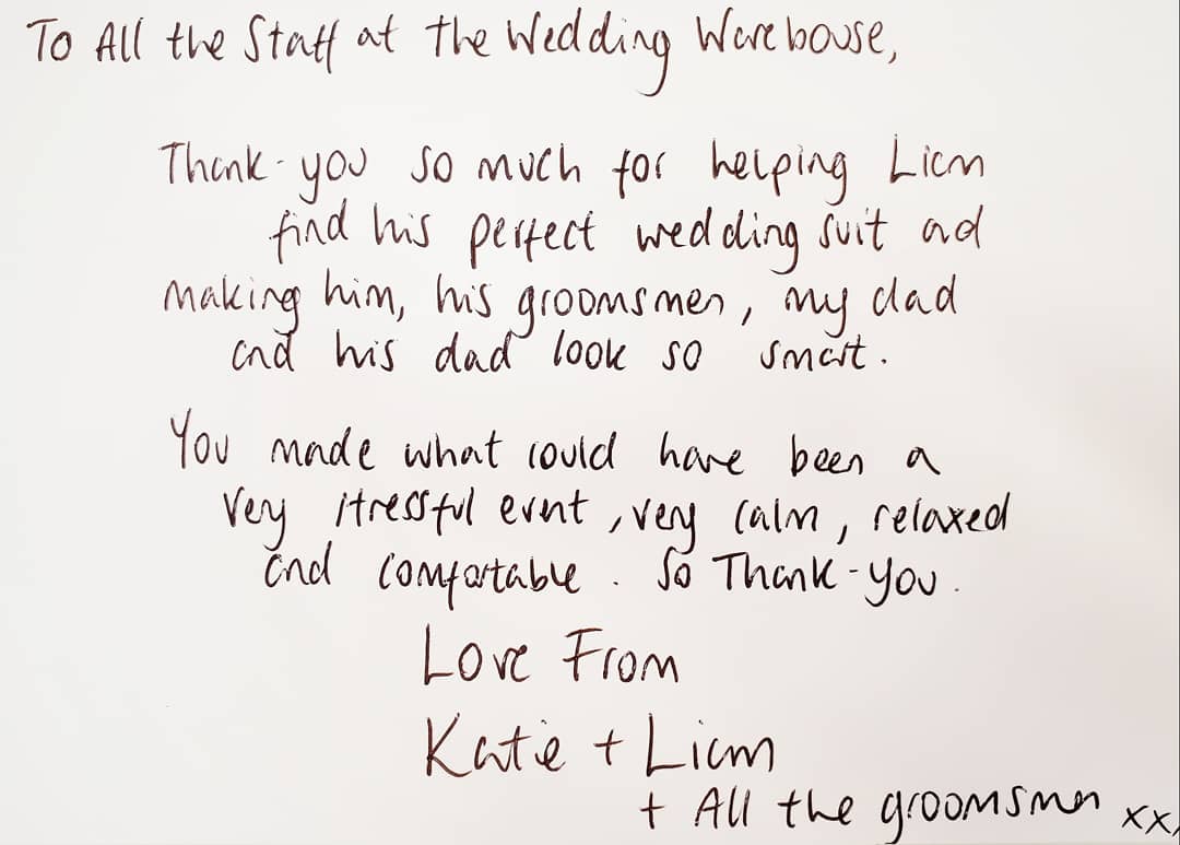 WeddingWhouse's tweet photo. Congratulations to the newly wed Mr and Mrs Maycock, and thank you for your lovely card and comments. It was a pleasure helping you with your dream day! 

#WeddingWarehouseGroom #WeddingWarehouseCouple #WeLoveOurCustomers https://t.co/ItM5suld7w