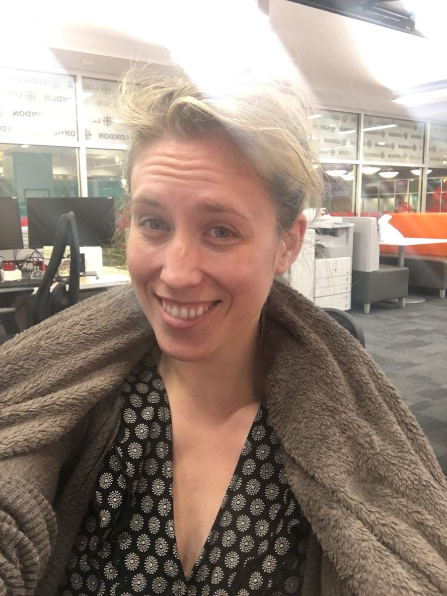 JHazlewoodCBC's tweet photo. When you’re just too stylish for your own good. 😬 #tgif #blanketchic https://t.co/HMB1u34TLb
