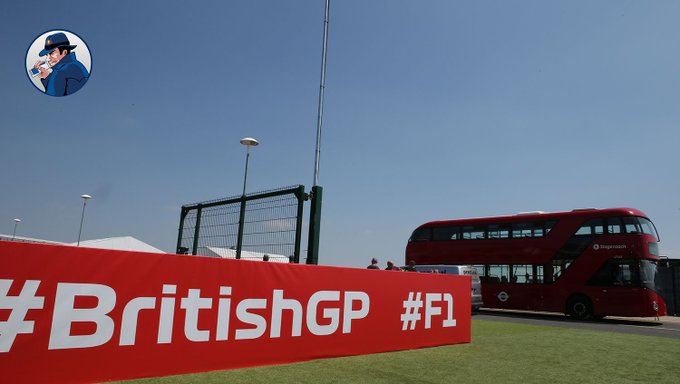 Picture of a London Bus at the British Grand Prix. Spy caption: 'At the moment grand prix are like London buses… don’t worry about missing one, another’ll be along in a minute.'