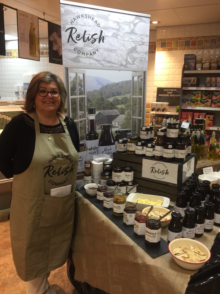 GrilledLettuce's tweet photo. Bumped into the lovely @embellishrelish in @BoothsCountry #Windermere with the perfect new size bottle for Black Garlic ketchup. No poking around for those distant last morsels with your knife (or tongue ๐ณ) @tastecumbria @BestOfCumbria @HerdwickHeft #bbqcalling https://t.co/jTj98pNv14