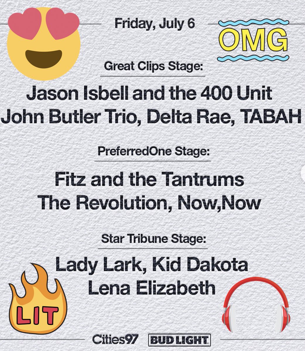 Gates open in less than six hours! It’s Night 1 of #Cities97BBP – see @JasonIsbell AND <a href="/DeltaRae/">Delta Rae</a> tonight on the <a href="/GreatClips/">Great Clips</a> Stage! #Cities97BBP