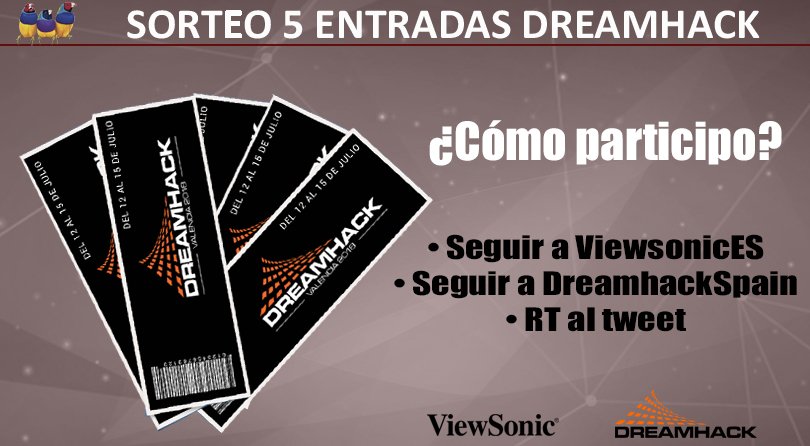 ViewSonicES's tweet image. 🔴 SORTEO ENTRADAS #DREAMHACK2018 🔴
¡Nos hemos venido arribísima y sorteamos CINCO ENTRADAS! 
¿Qué tengo que hacer para disfrutar de este pedazo de evento? 🤔

🔸Seguir a @ViewSonicES 
🔸Seguir a @DreamHackSpain 
🔸RT al tweet
🔸Finaliza Martes 10 

¡Mucha suerte gamers! 😎