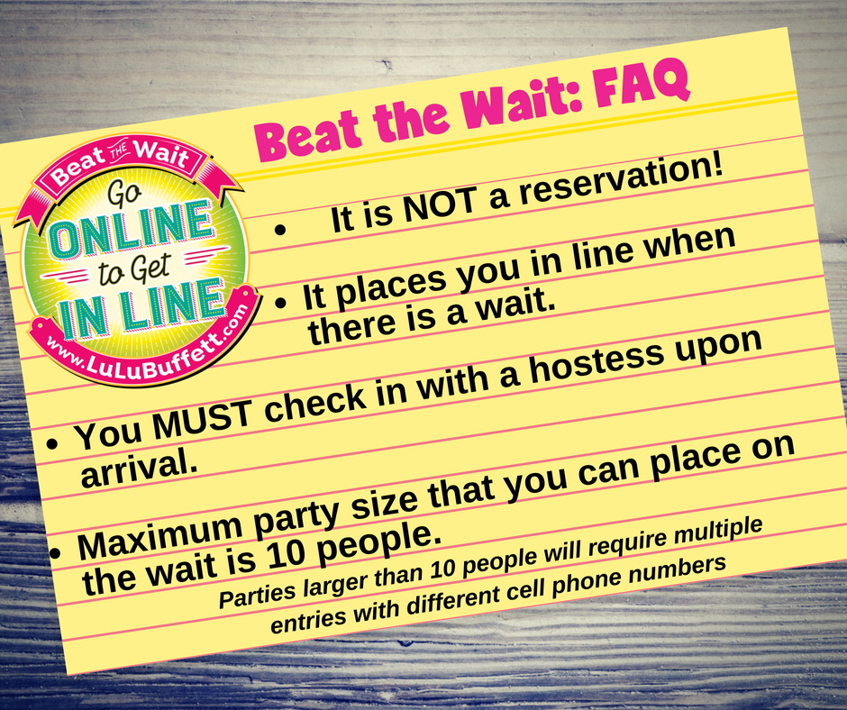LuLusMyrtleBch's tweet photo. ⏰Get on #LuLusNMB waiting list before you arrive with a few simple steps! 📝 We hope the GET IN LINE service will help you better plan your next LuLu’s experience. 🍤🎵🍹 #BeatTheWait #FunFoodMusic #FridayFun https://t.co/Aijp8gETUw