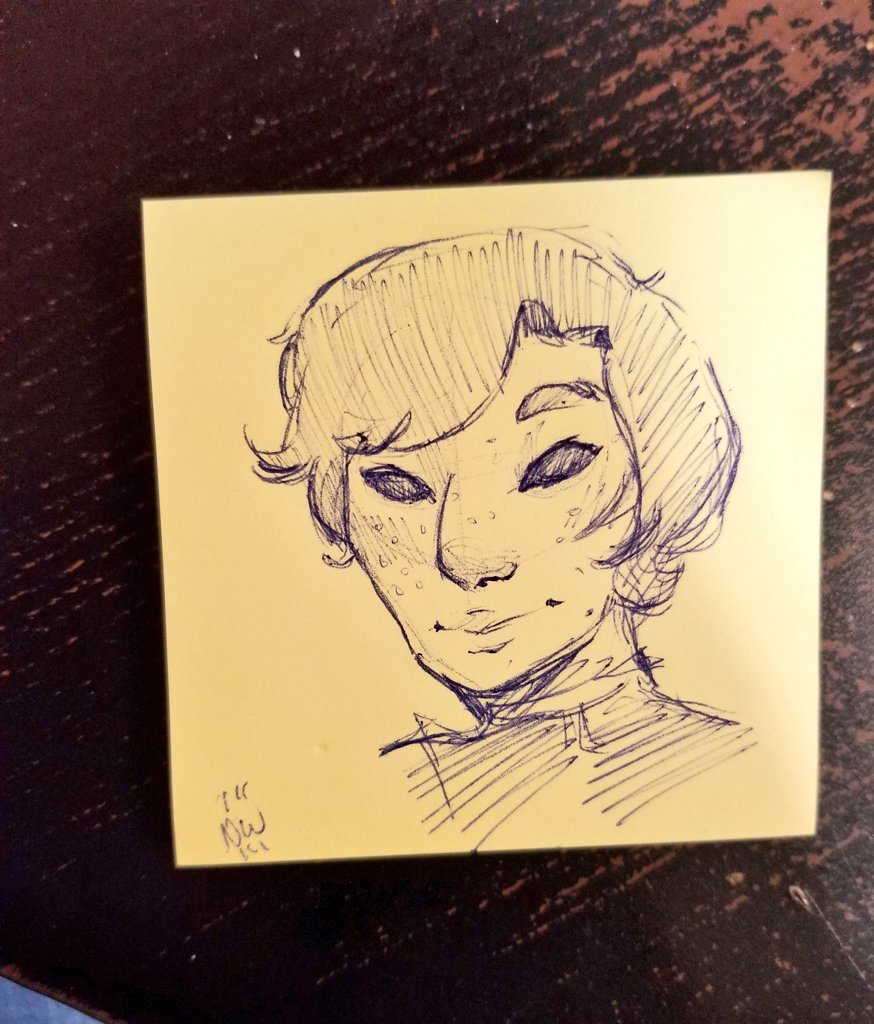 ninawolverina's tweet photo. #PostItNoteSketch of @yugiohno's alien boy who I love and would die for https://t.co/4uaWjickWu
