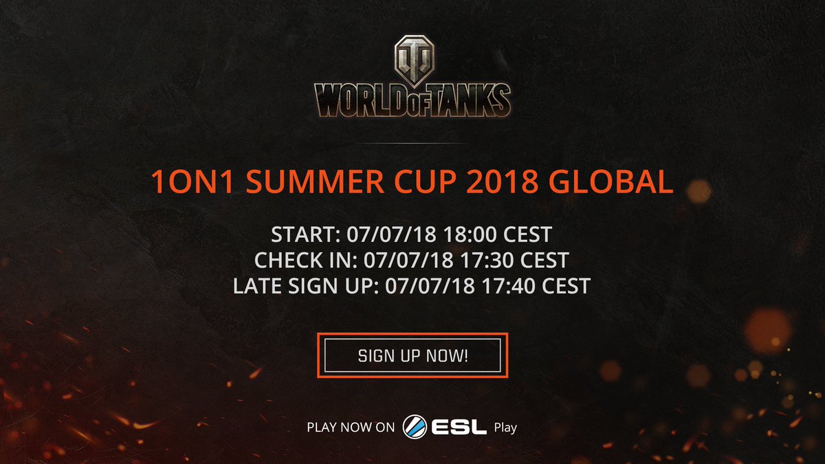 You have no plans for tomorrow yet? You're playing <a href="/worldoftanks/">World of Tanks</a> on PC? Then join our 1on1 Summer Cup to win Premium prizes and Special Awards.

➡️ play.eslgaming.com/worldoftanks/g…