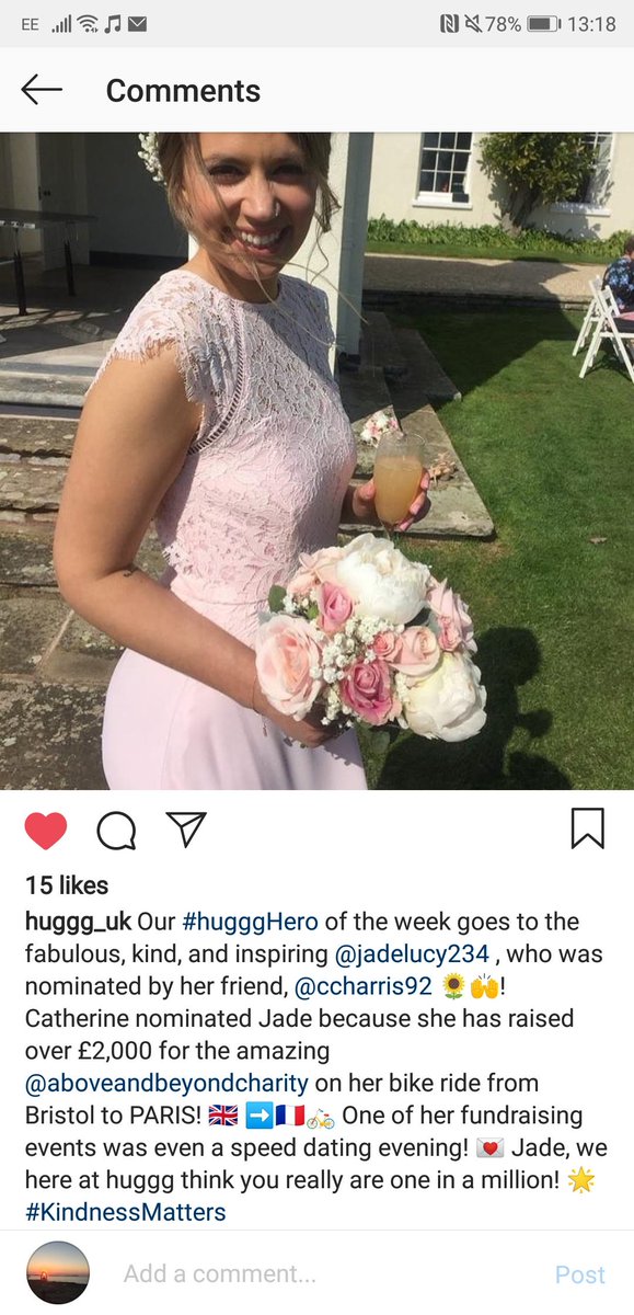 MissPoole_'s tweet photo. Shout out to the glorious @huggg_uk and @ccharris92 for making my day. You're WONDERFUL and you know all that cycling and fundraising couldn't have happened without you 🌻☀️🌻☀️ #huggg #KindnessMatters https://t.co/29g1wOiwRn