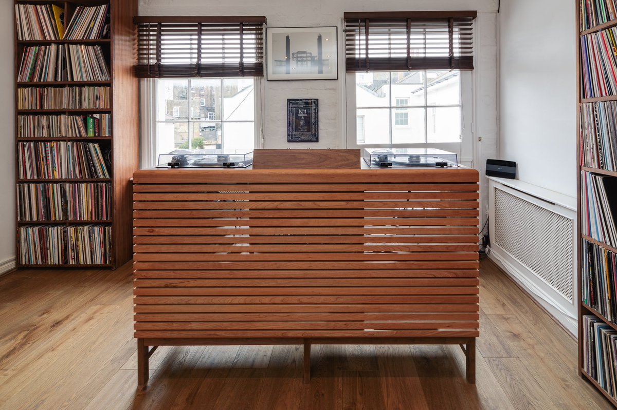 Baines&amp;Fricker SB06 Record Decks DJ Console launched this week. Made of Cherry and Walnut they hold Decks, mixer and storage for vinyl. Now available to order.. #vinyl #records #music