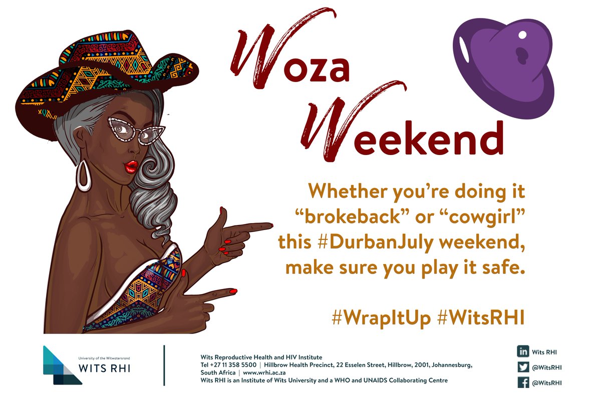 WitsRHI's tweet photo. No matter the "horseplay" this #DurbanJuly18 , play it safe. #DualProtection, #MaxCondoms & #SafeSex. Cheers to the weekendπβ€οΈπ @HealthZA https://t.co/PAvNzsgyjP