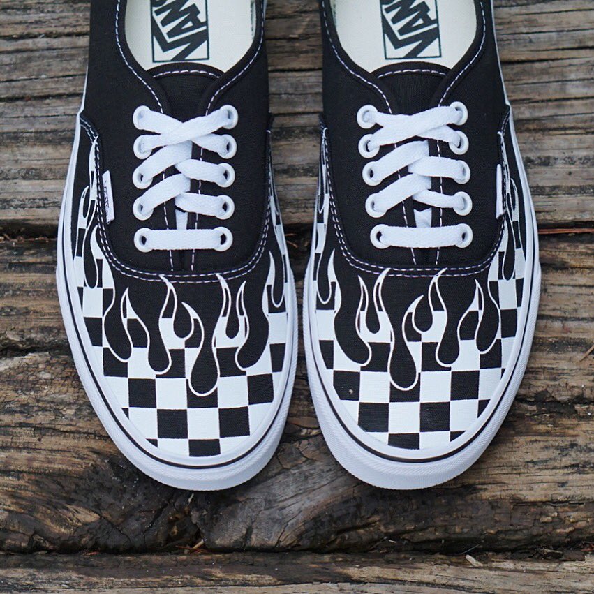 vans authentic checker flame