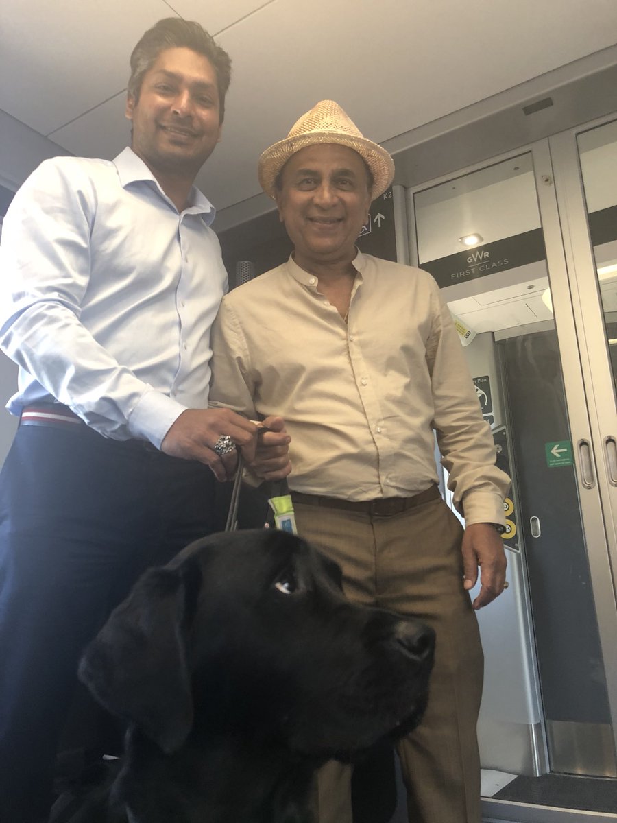 zodiacguidedog's tweet photo. @KumarSanga2 Great to meet two cricket legends whilst at work today @Visualisetc #cricket #guidedogs https://t.co/85MbQBJroE