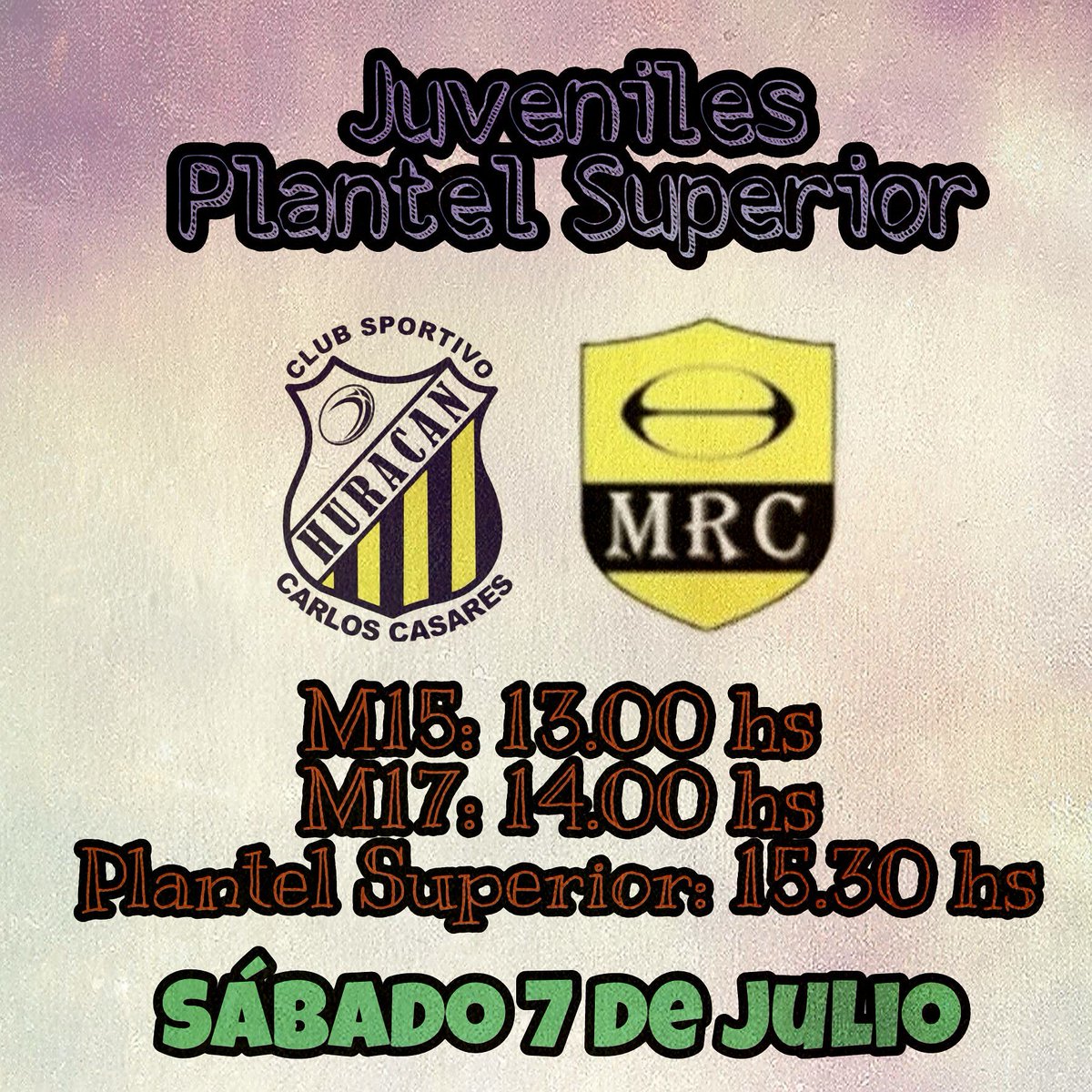 HuracanCsCs's tweet photo. RUGBY HURACÁN 
Éste sábado 7 de Julio, recibimos en 3 categorías a Marabuntas de Los Toldos. 
Acercate desde las 13 hs para disfrutar una tarde fabulosa de rugby. 
Vamos TUMBAS! https://t.co/KPc63Vj5yC