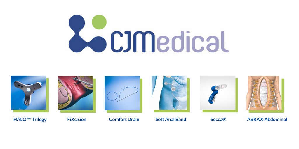 cjmedicaluk's tweet photo. Are you attending the #ACPGBI2018 Conference? We are looking forward to meeting you and demonstrating our Colorectal Technology: #HALO™ Trilogy, #FiXcision, #ComfortDrain, #SoftAnalBand, #Secca® and #ABRA® Abdominal Wall Closure System. #colorectalsurgery https://t.co/fwBs79Fyme