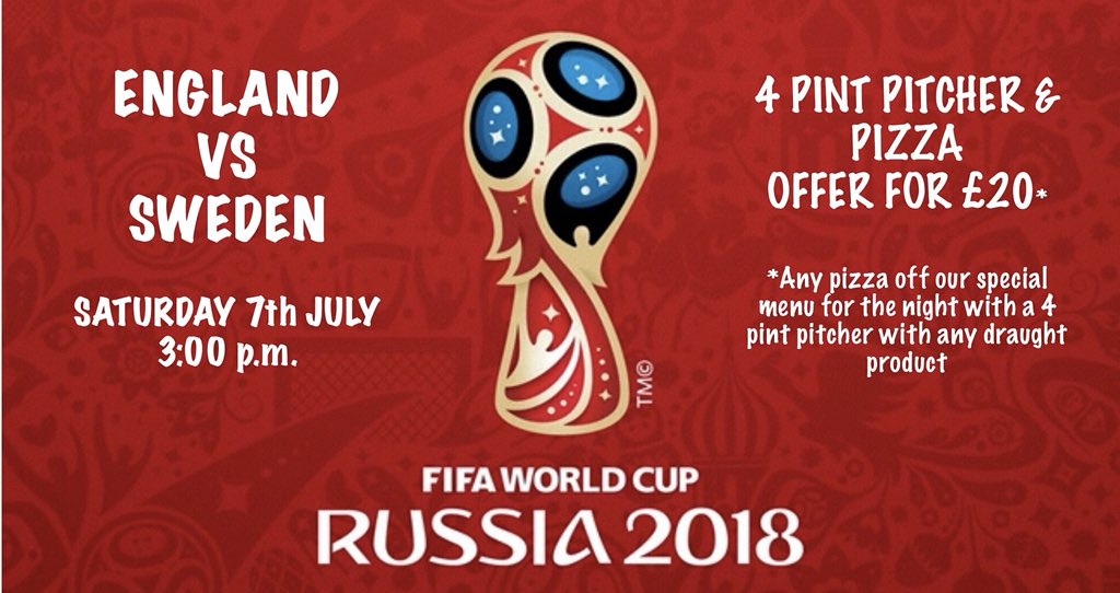 ⚽ #EnglandvSweden ⚽️

Come and join us at the Harts Head Inn for the #England #QuaterFinal match.  You can watch the game either in the bar or in our World Cup TV Den.  

Kick-off is 3:00pm and we are continuing our pitcher and pizza deal for £20. 

#ItsComingHome