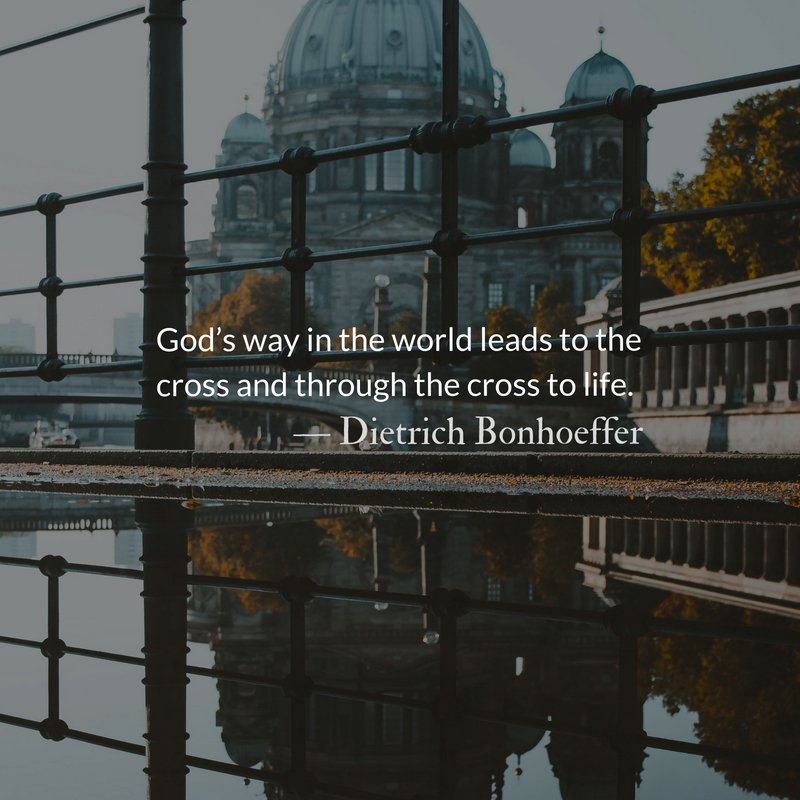 TheParkForum's tweet image. How easy it is, in times of confusion like today to fight in the name of Christ against the real Christ. #DietrichBonhoeffer
#Prayer #PrayScripture #Bonhoeffer #ThePathOfTheCross #TheWayOfTheCross #Suffering #SufferingServant
buff.ly/2KD2hl7