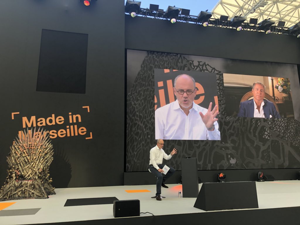 Merci à R. Garcia #OM, C. Ghosn, #Renault et R. Plepler #HBO d’avoir partagé leurs convictions avec les leaders d’<a href="/orange/">Orange</a> à l’<a href="/orangevelodrome/">Orange Vélodrome 🏡</a>, nous repartons tous avec beaucoup d’idées, d’énergie et de liens renforcés #LM2018