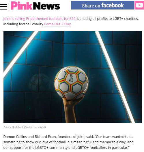 TheBall4All's tweet photo. Massive thanks to @PinkNews for featuring #ballforall 🏳️‍🌈⚽️
Let’s show the world that football is a game of acceptance, openness and inclusivity. 
Read more here: https://t.co/Y2j08Nnp1B #pride #worldcup #pinknews https://t.co/fY2ifPJAOn