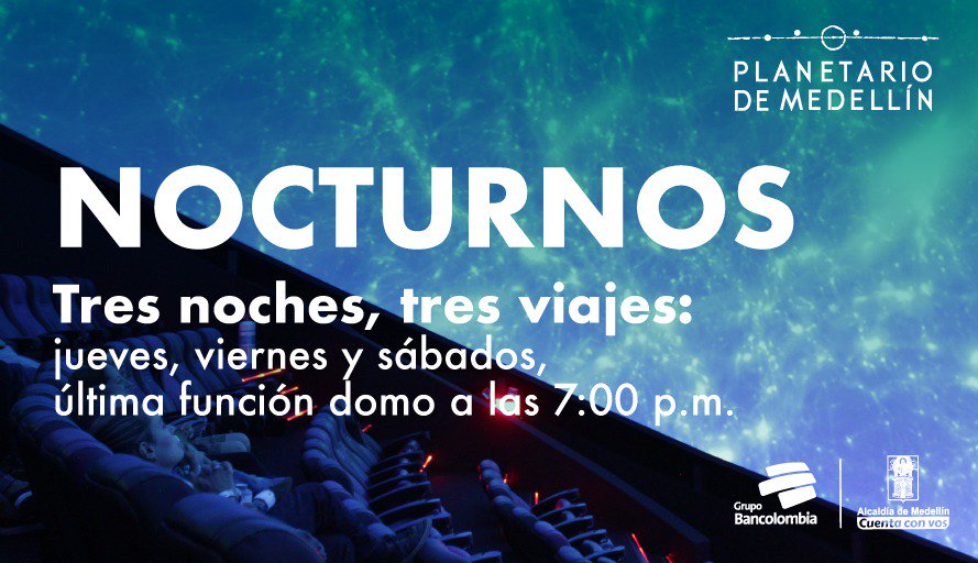 ¡Buenos días amantes del universo!🌈 En esta nave de última tecnología hacemos inmersiones profundas por el cosmos y está abierta desde las 8:30 a.m. Ven y descubre mundos inimaginables, hoy tendrás más tiempo para navegar.
Consulta nuestros horarios en planetariomedellin.org