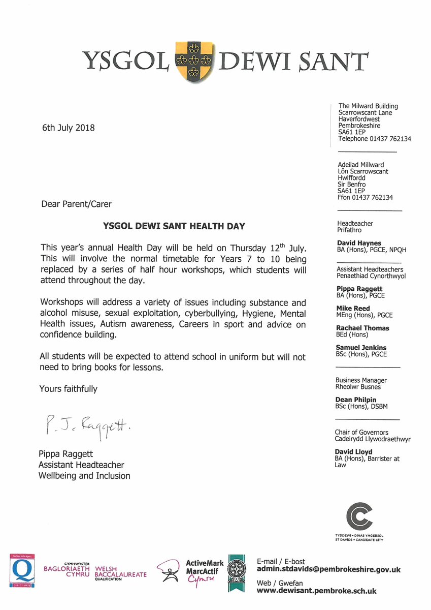 Please see letter sent home with all pupils today.