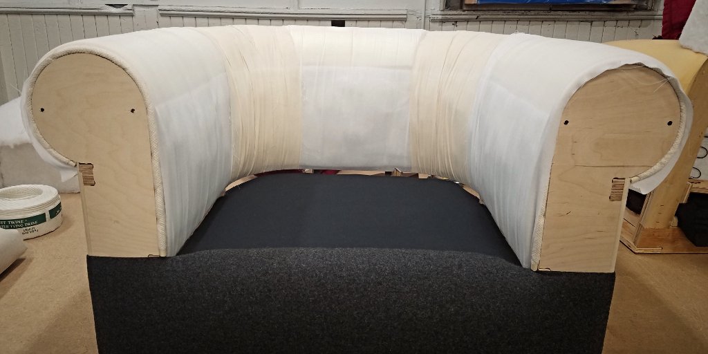 ScathainLLC's tweet photo. Our chair is starting to look like a chair! Next up: fabric and cushion and then over to our metal shop for legs and finishing touches! #makingachair #upholstery https://t.co/VCy34f3ygF
