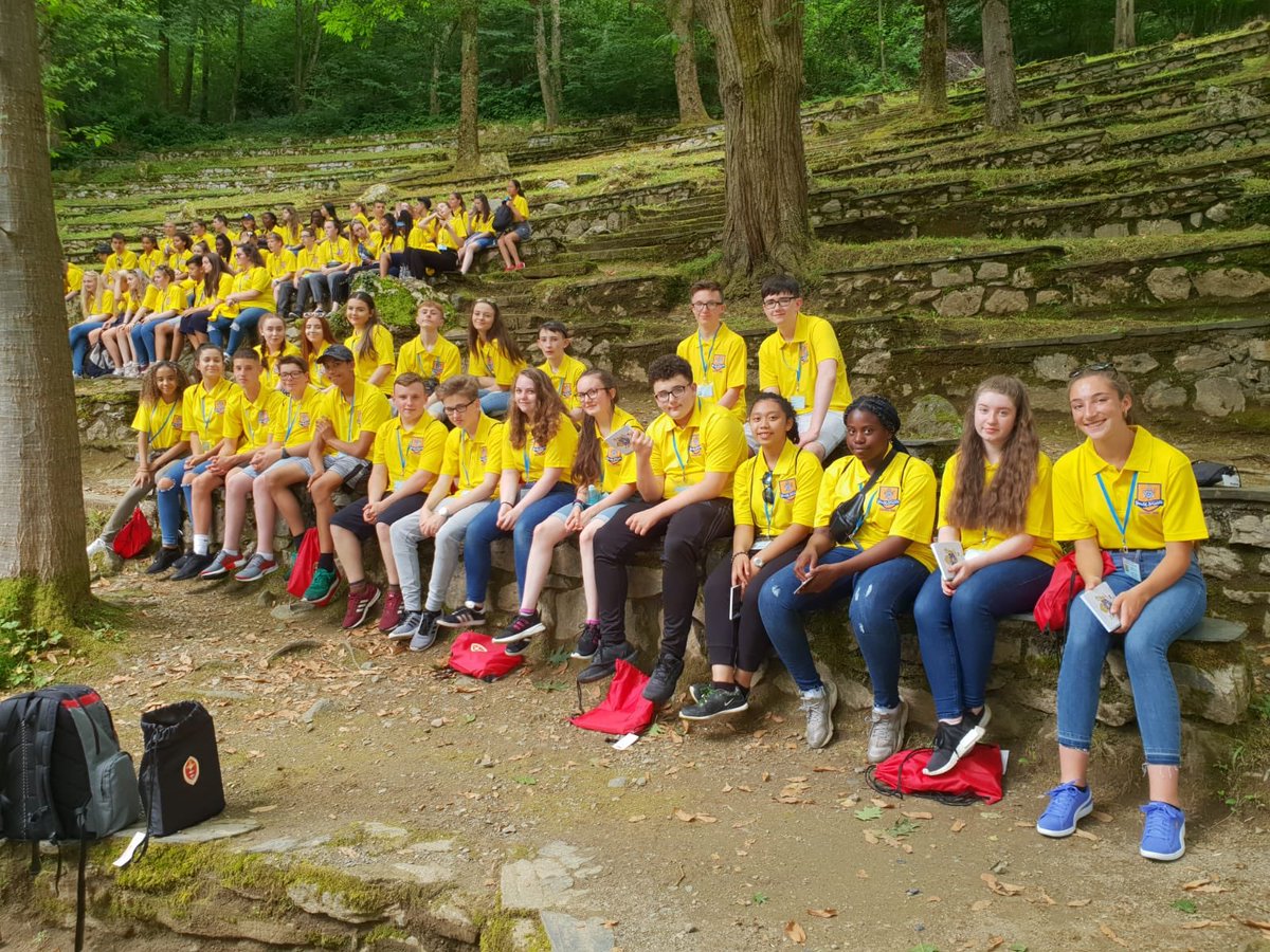 ASCHC_COLLEGE's tweet photo. Our Lourdes 2018 group are ready to celebrate Mass at the Cathedral of the Trees, we will keep you all in our prayers #ASCHC #Lourdes #Pilgrimage https://t.co/D1bLYuPlqi