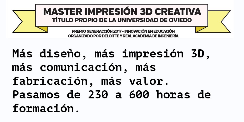 Abierto el periodo de preinscripción <a href="/uniovi_info/">Universidad Oviedo</a>.
Inscripción >>  ow.ly/ULYo30kPEjd
<a href="/epigijon/">EPI Gijón 🎓</a>  <a href="/uniovi_info/">Universidad Oviedo</a>  <a href="/medialab_uniovi/">medialab_</a>
#impresión3d #master #formación #industria40 #práctica #aditiva