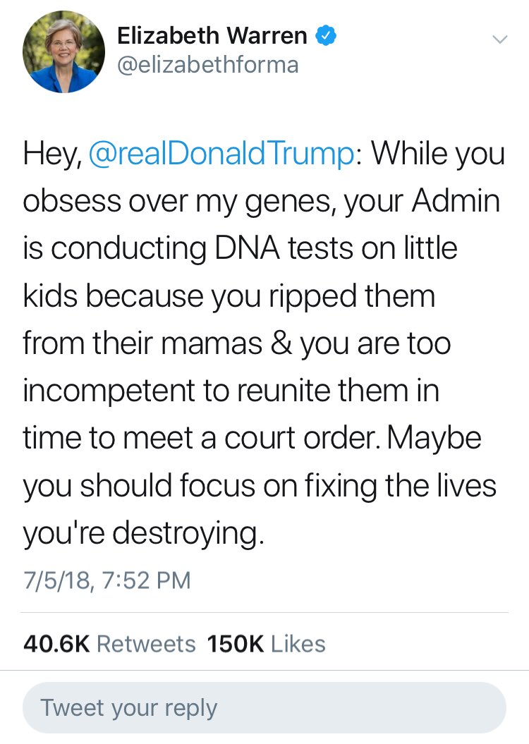 Shomari Stone On Twitter Trump Imagines Giving Warren Dna Test To Prove Heritage Sen Fires Back Https T Co Cmjd9tcvc1