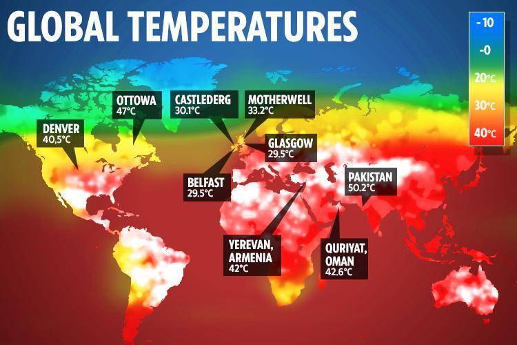 Temperatures Across The World The American Geographical Society On Twitter: "A Killer Heatwave Has Seen  All-Time High Temperature Records Set Around The World, And It Is Set To  Continue, Experts Have Warned. #Map #Heatwave #Globalwarming  Https://T.co/G4Sf30Cq6Y