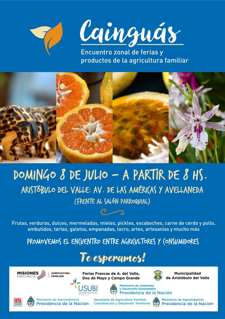 safmisiones's tweet photo. #Agenda l El domingo 8 de julio, a partir de las 8 hs., la localidad de Aristóbulo del Valle será sede de un nuevo “Encuentro zonal de ferias y productos de la agricultura familiar” del departamento Cainguás 👨🏼‍🌾👩🏼‍🌾🌽

@hardiesanti
@FelipeCrespo45 https://t.co/4kanmApUX0