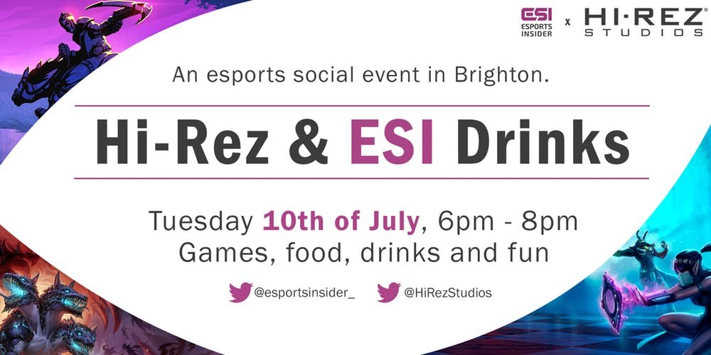 Hi-Rez &amp; ESI Social in Brighton July 10th

<a href="/HiRezStudios/">Hi-Rez</a> and @esportsinsider_ partner up for a networking get together in Brighton, at the Hi-Rez studio on the 10th July during the <a href="/developconf/">Develop:Brighton 2026</a> next week #esports

buff.ly/2KUUcnC