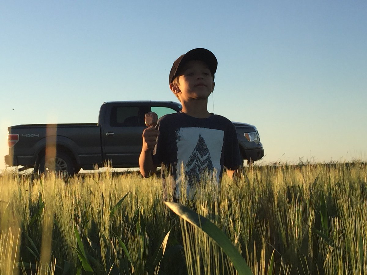 wilkty's tweet photo. Fudgicle and a field scout!  #farmerintraining https://t.co/y4ic25S9vK