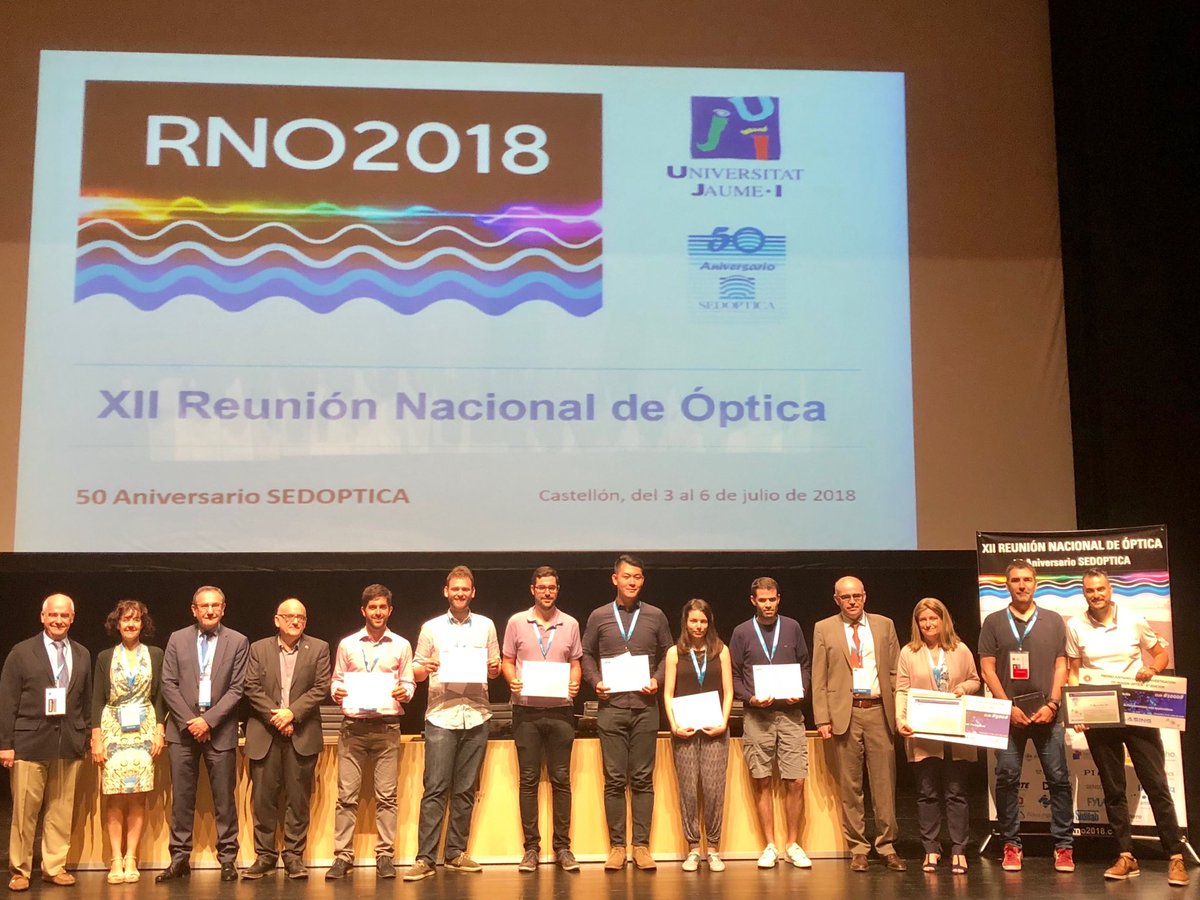 Muchísimas felicidades a los ganadores del Premio “Justiniano Casas 2018” y del Concurso Jóvenes Investigadores en la XII #RNO2018 y el 50 Aniversario ⁦<a href="/sedoptica/">SEDOPTICA</a>⁩... ¡Congratulations winners! 👏🏼👏🏼🎉🎊🎉🎊 ⁦<a href="/PhotonicsUji/">GROC•UJI</a>⁩ ⁦@UJI_noticies⁩