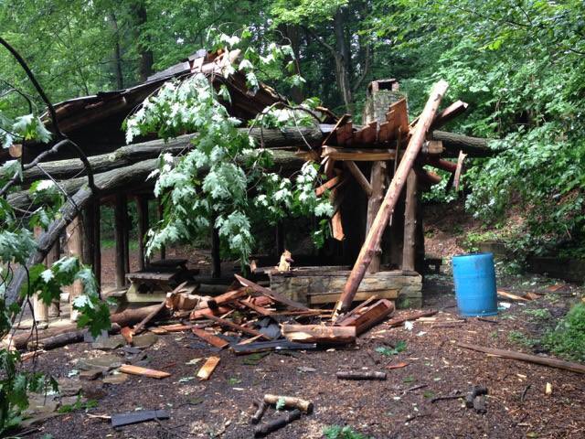 RunStackhouse's tweet image. Stackhouse needs your help more than ever!  The weather has caused many trees to fall including this one on the main pavilion.  Volunteers and donations are needed! #JohnstownPA #stackhousepark