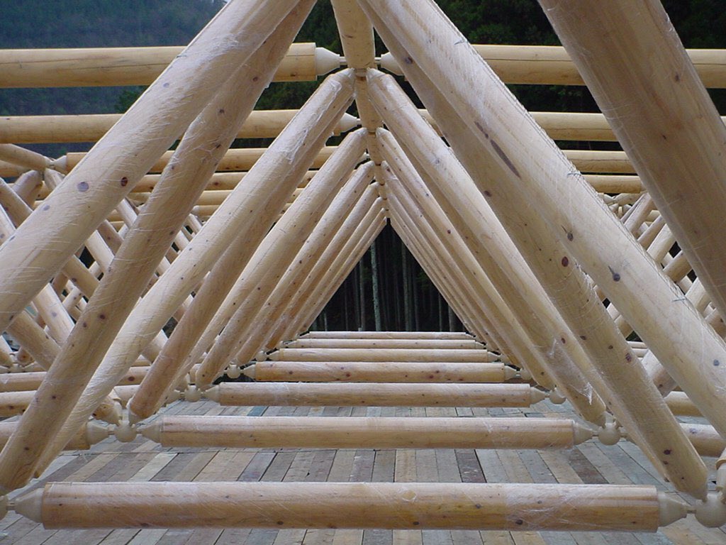 阪口暁洋 構造マニアック写真選手権 木造スペースフレームトラス 兵庫県の山崎町にある屋外多目的広場の屋根です 施工は太陽工業さん