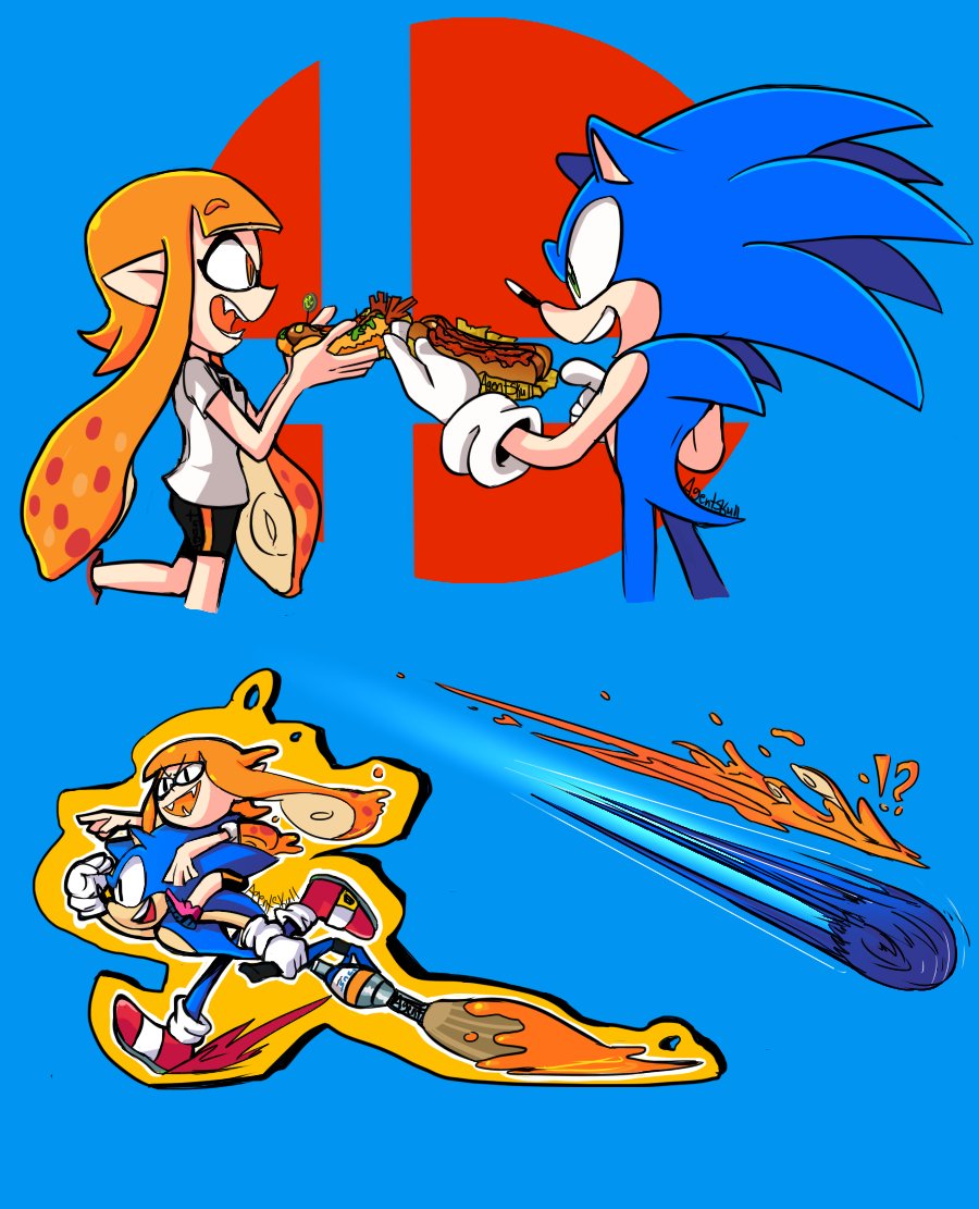 AgentSkull27's tweet image. Inkling and Sonic. (can’t wait to play this game :3) #SuperSmashBrosUltimate 
#SonicTheHedgehog #Splatoon